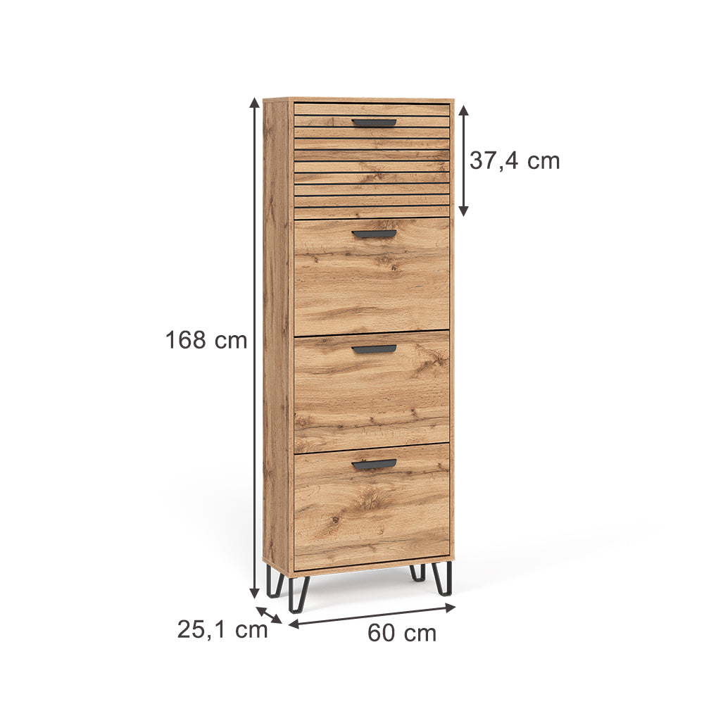 Vicco Scarpiera Quercia Wotan 60 x 168 cm con 4 scomparti
