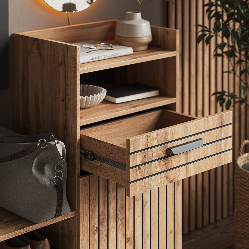 Vicco Armadio per le scarpe Quercia Wotan 100 x 100 cm con anta e cassetto