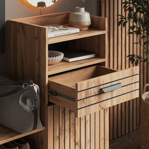 Vicco Armadio per le scarpe Quercia Wotan 100 x 100 cm con anta e cassetto