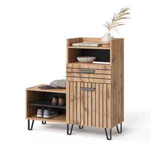 Vicco Armadio per le scarpe Quercia Wotan 100 x 100 cm con anta e cassetto