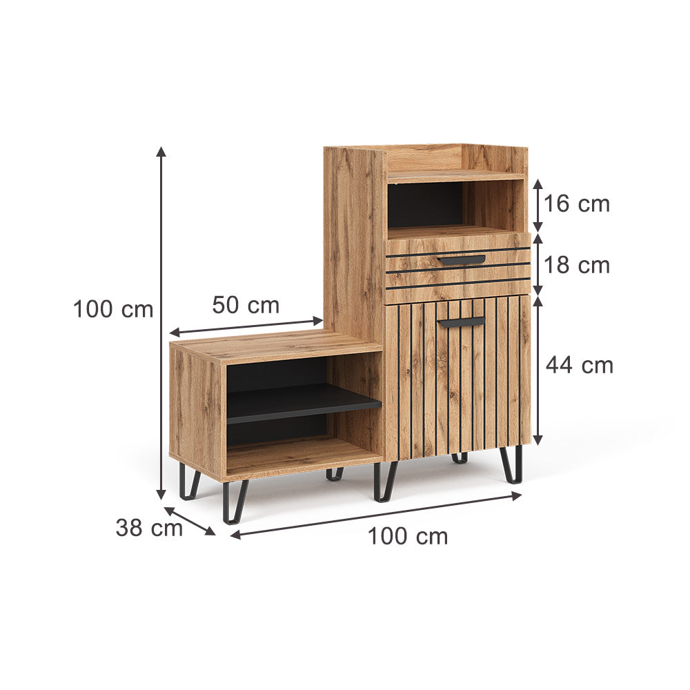 Vicco Armadio per le scarpe Quercia Wotan 100 x 100 cm con anta e cassetto