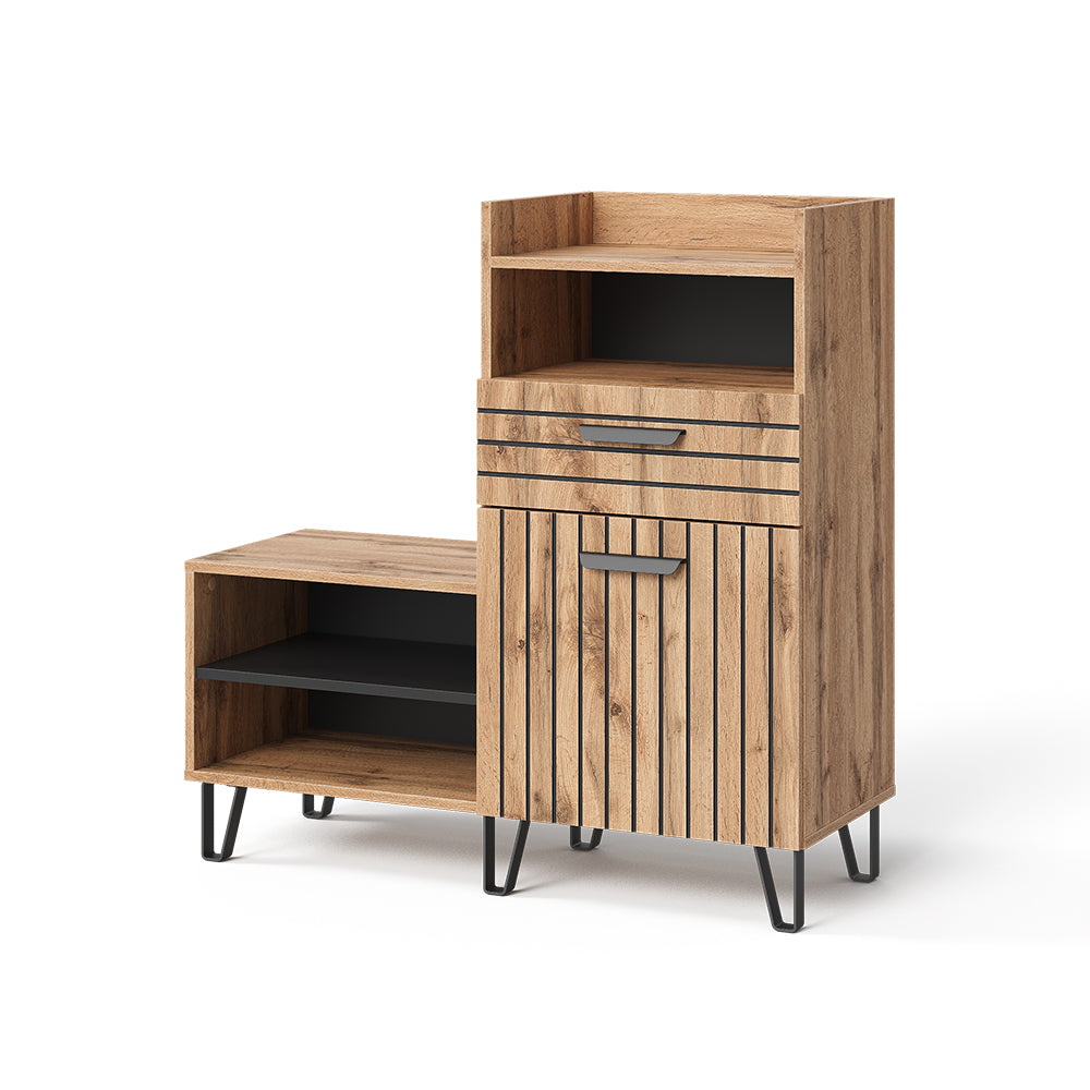 Vicco Armadio per le scarpe Quercia Wotan 100 x 100 cm con anta e cassetto