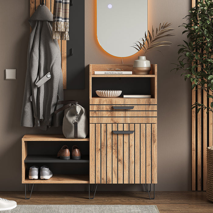 Vicco Armadio per le scarpe Quercia Wotan 100 x 100 cm con anta e cassetto