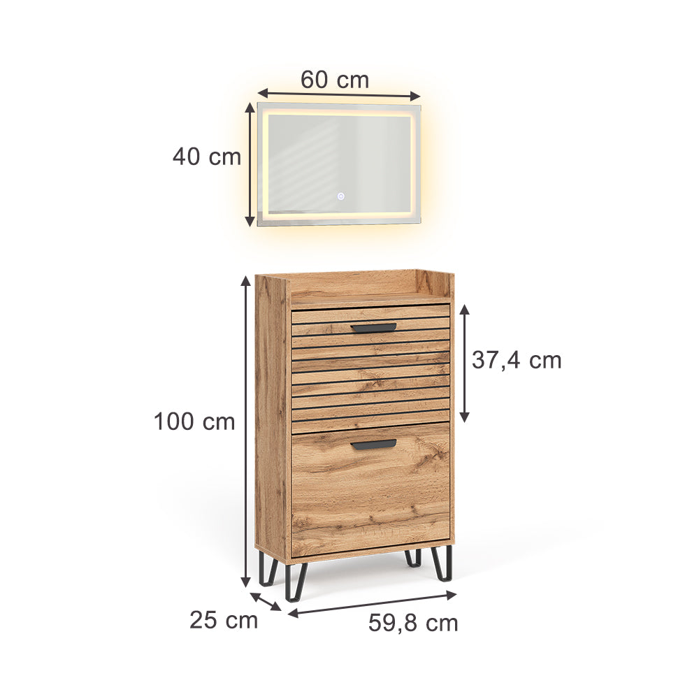 Vicco Armadio da ingresso Quercia Wotan 59.8 x 100 cm 2 parti