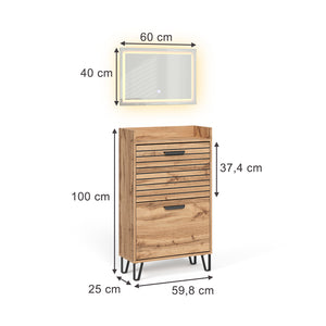 Vicco Armadio da ingresso Quercia Wotan 59.8 x 100 cm 2 parti