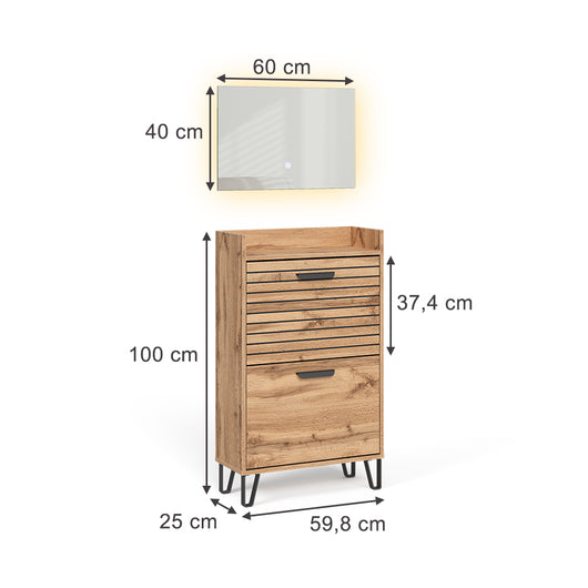 Vicco Armadio da ingresso Quercia Wotan 59.8 x 100 cm 2 parti