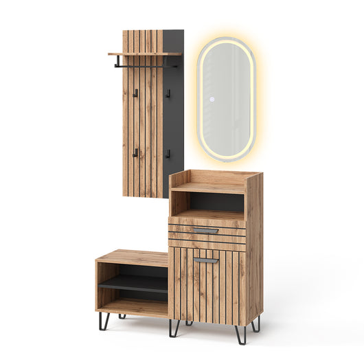 Vicco Armadio da ingresso Quercia Wotan 100 x 100 cm 3 parti