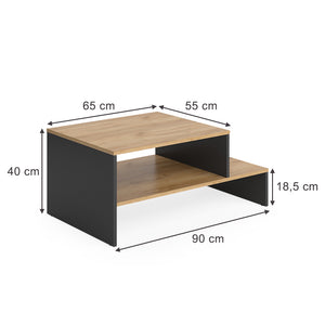 Vicco Tavolino da salotto Quercia dorata/antracite 90 x 55 cm con ripiano