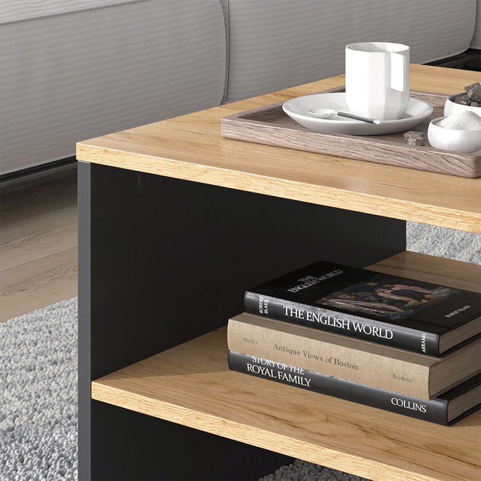 Vicco Tavolino da salotto Quercia dorata/antracite 90 x 55 cm con ripiano