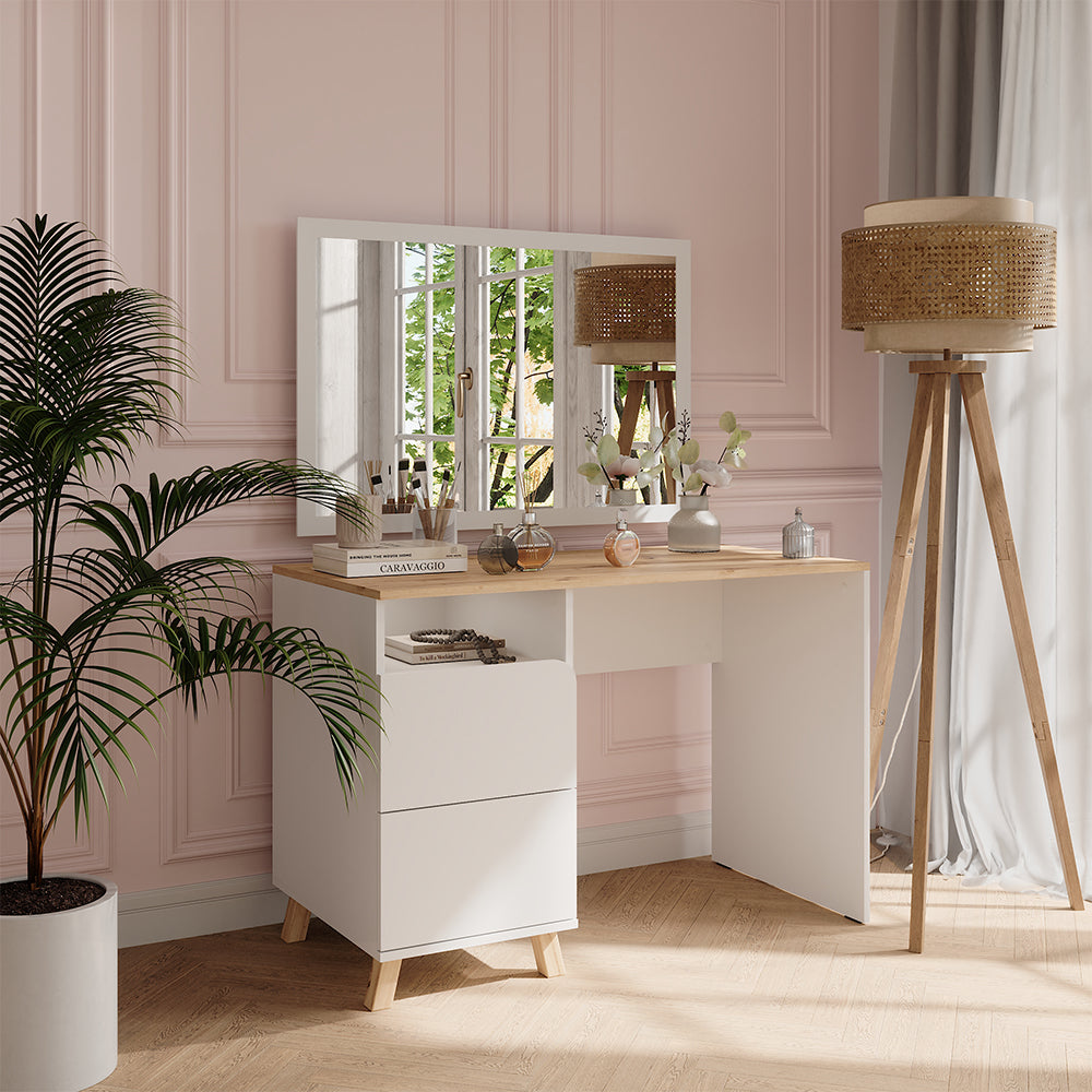 Vicco Tavolo da toeletta Bianco/Artisan 110 cm con cassetti