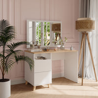 Vicco Tavolo da toeletta Bianco/Artisan 110 cm con cassetti