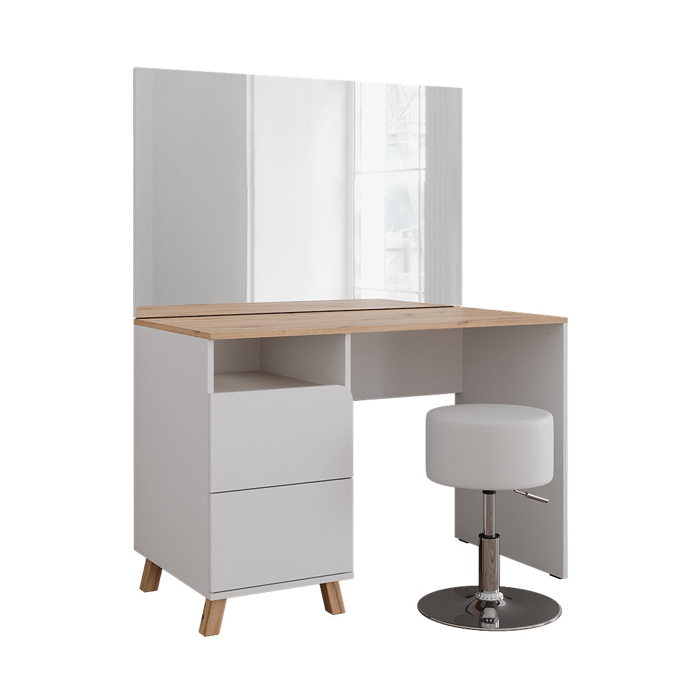 Vicco Tavolo da toeletta Bianco/Artisan 110 cm con sgabello
