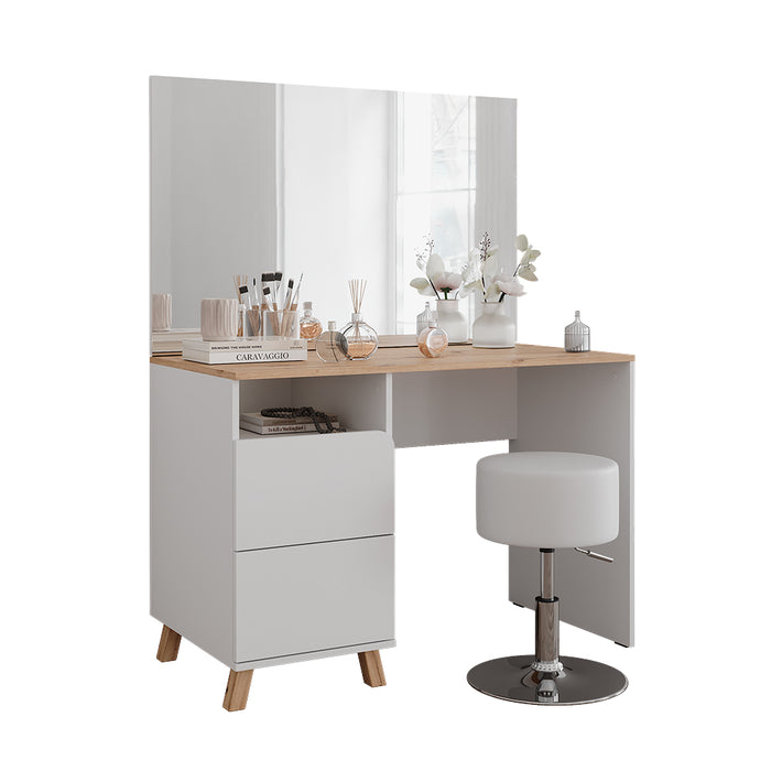 Vicco Tavolo da toeletta Bianco/Artisan 110 cm con sgabello