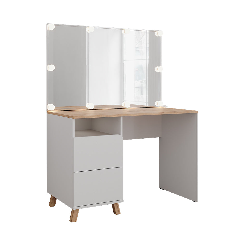 Vicco Tavolo da toeletta Bianco/Artisan 110 cm con luci fiabesche a LED