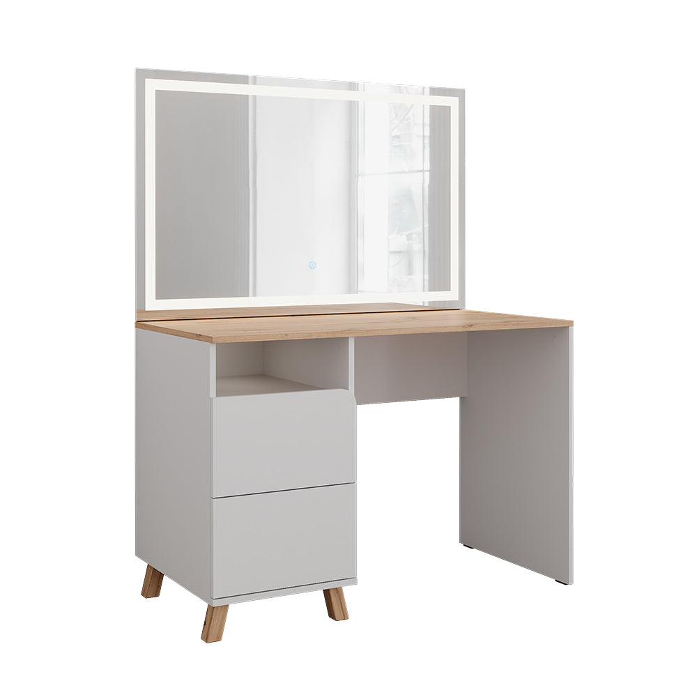 Vicco Tavolo da toeletta Bianco/Artisan 110 cm con specchio a LED