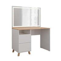 Vicco Tavolo da toeletta Bianco/Artisan 110 cm con specchio a LED