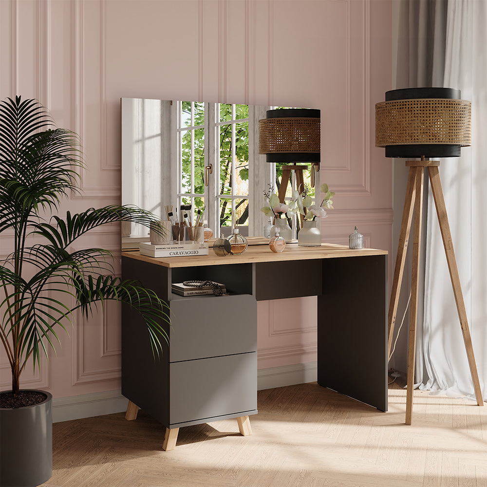 Vicco Tavolo da toeletta Antracite/Artisan 110 cm con specchio