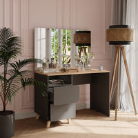 Vicco Tavolo da toeletta Antracite/Artisan 110 cm con specchio