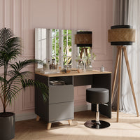 Vicco Tavolo da toeletta Antracite/Artisan 110 cm con sgabello