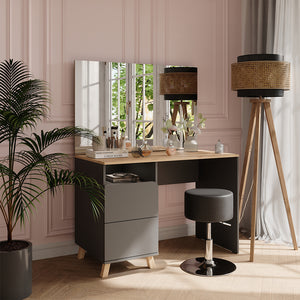 Vicco Tavolo da toeletta Antracite/Artisan 110 cm con sgabello