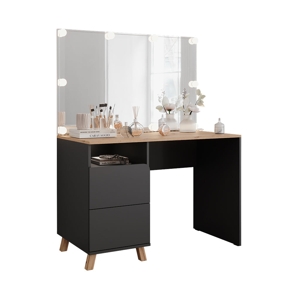 Vicco Tavolo da toeletta Antracite/Artisan 110 cm con luci fiabesche a LED