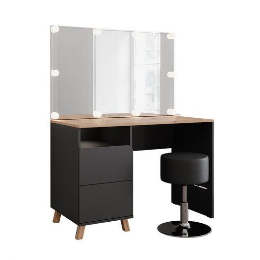 Vicco Tavolo da toeletta Antracite/Artisan 110 cm con sgabello e luci fiabesche a LED