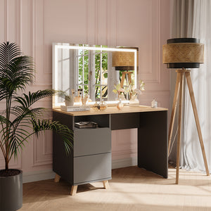 Vicco Tavolo da toeletta Antracite/Artisan 110 cm con specchio a LED