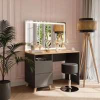 Vicco Tavolo da toeletta Antracite/Artisan 110 cm con sgabello e specchio LED
