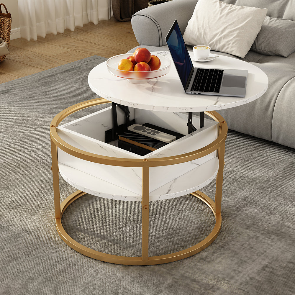 Vicco Tavolino Bianco/Oro 57 x 57 cm