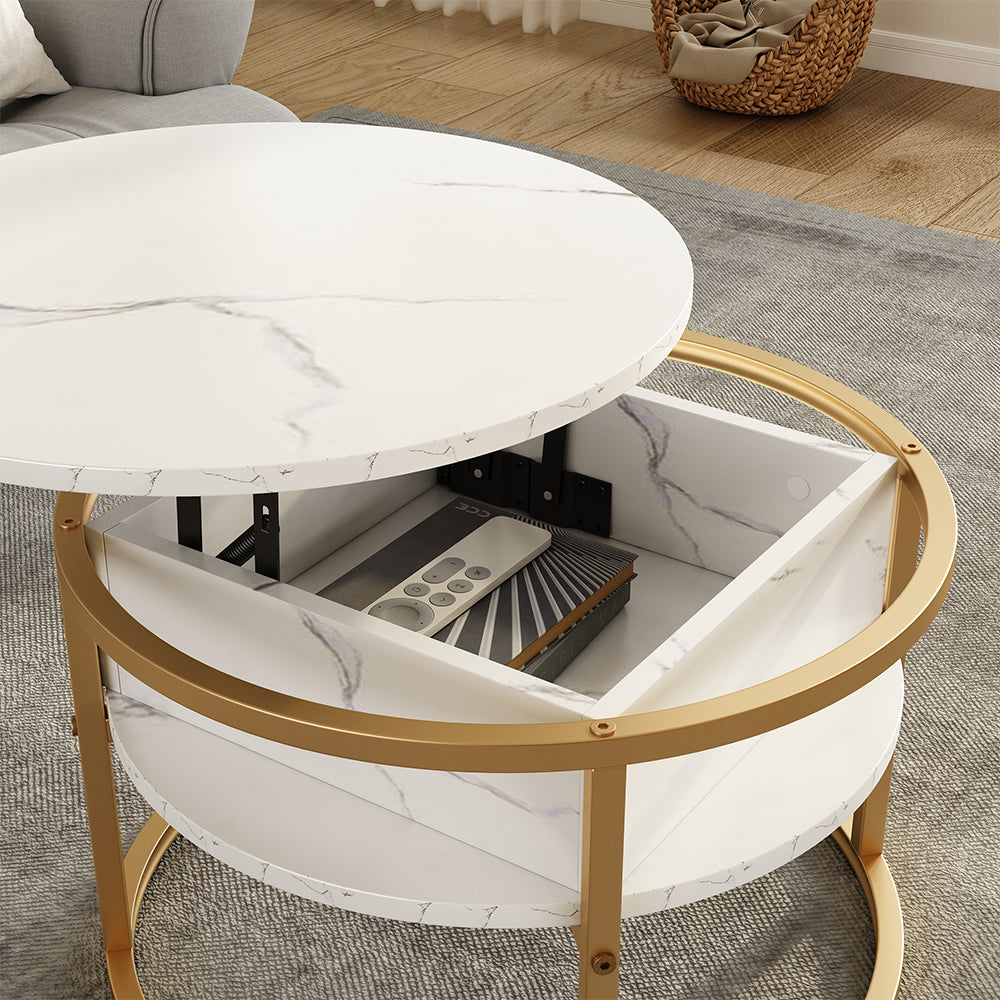 Vicco Tavolino Bianco/Oro 57 x 57 cm