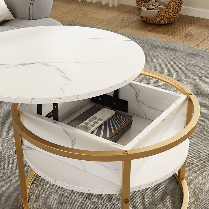 Vicco Tavolino Bianco/Oro 57 x 57 cm