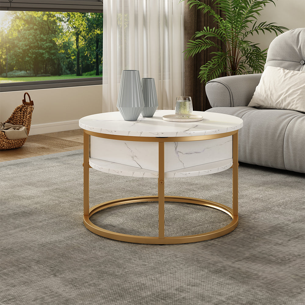 Vicco Tavolino Bianco/Oro 57 x 57 cm