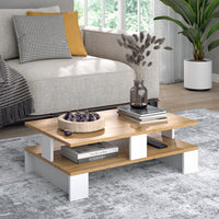 Vicco Tavolino da salotto Quercia dorata/bianco 80 x 50 cm con due livelli