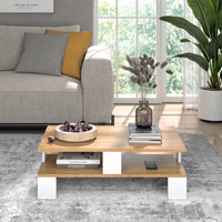 Vicco Tavolino da salotto Quercia dorata/bianco 80 x 50 cm con due livelli