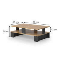 Vicco Tavolino da salotto Quercia dorata/antracite 80 x 50 cm con due livelli