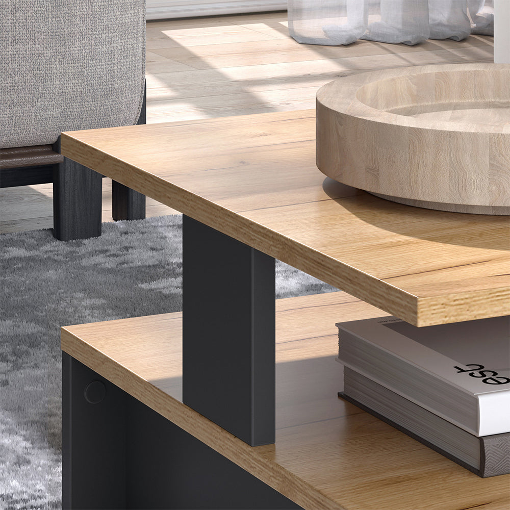Vicco Tavolino da salotto Quercia dorata/antracite 80 x 50 cm con due livelli