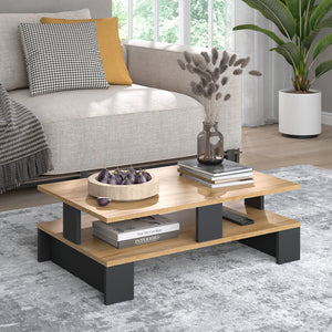 Vicco Tavolino da salotto Quercia dorata/antracite 80 x 50 cm con due livelli