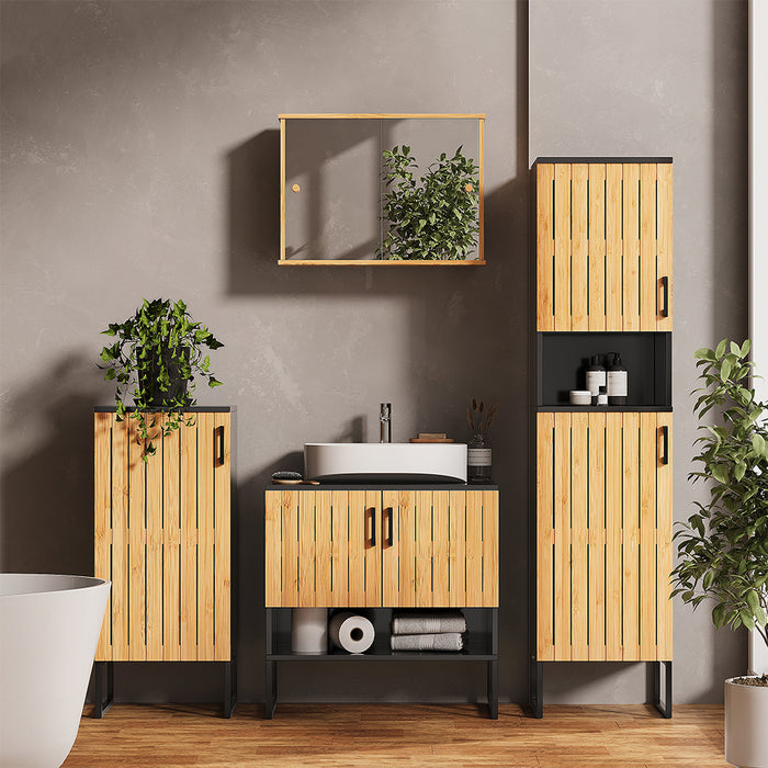 Vicco Set di mobili da bagno Bambù 4 parti