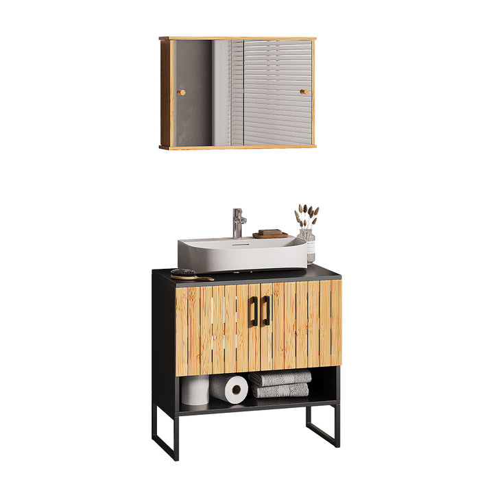 Vicco Set di mobili da bagno Bambù 2 parti