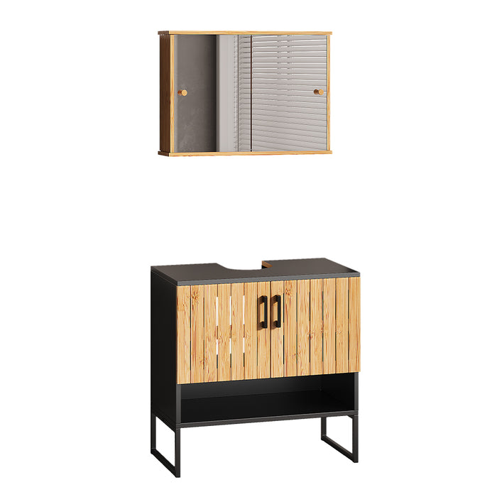 Vicco Set di mobili da bagno Bambù 2 parti