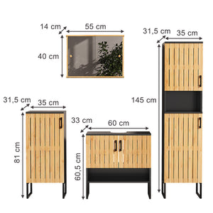 Vicco Set di mobili da bagno Bambù 4 parti