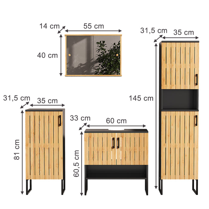 Vicco Set di mobili da bagno Bambù 4 parti