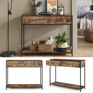 Vicco Tavolo consolle Legno antico 100 x 80 cm con cassetti