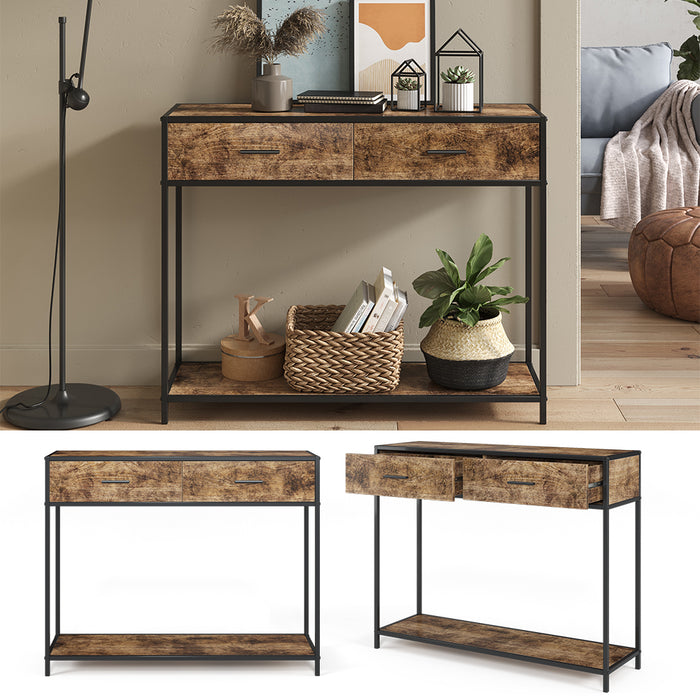 Vicco Tavolo consolle Legno antico 100 x 80 cm con cassetti