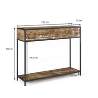 Vicco Tavolo consolle Legno antico 100 x 80 cm con cassetti