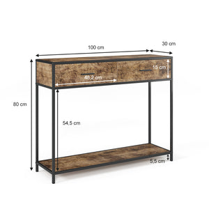 Vicco Tavolo consolle Legno antico 100 x 80 cm con cassetti