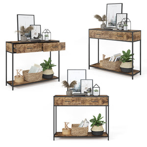 Vicco Tavolo consolle Legno antico 100 x 80 cm con cassetti