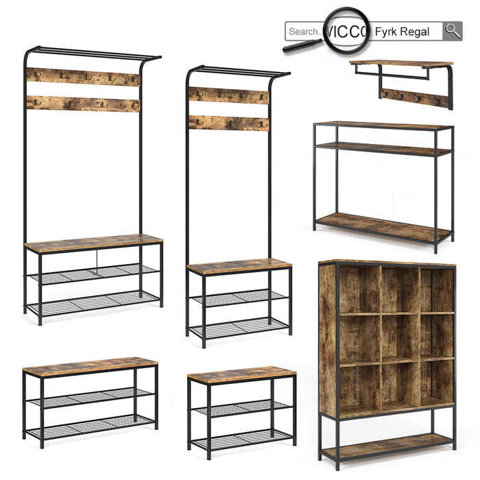 Vicco Tavolo consolle Legno antico 100 x 80 cm con cassetti