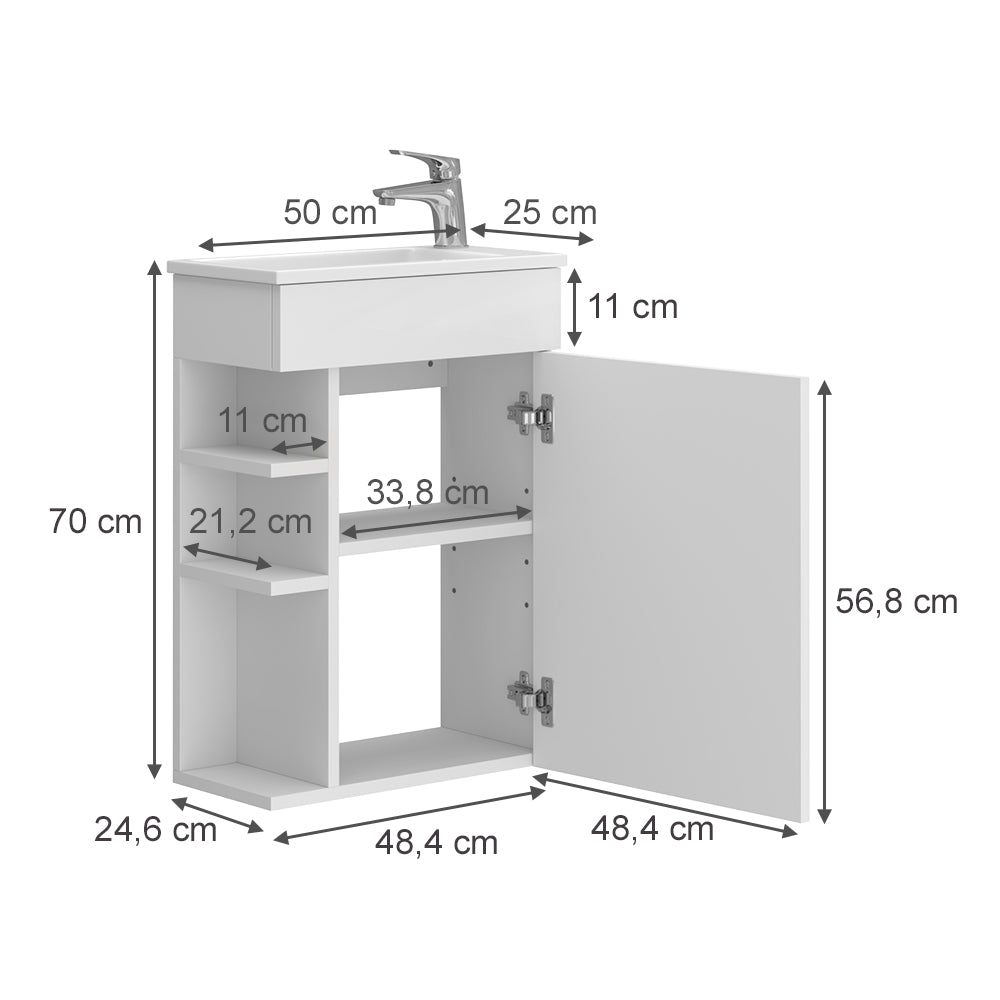 Vicco Set mobili bagno Bianco 2 parti, con lavabo
