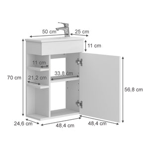 Vicco Set mobili bagno Bianco 2 parti, con lavabo